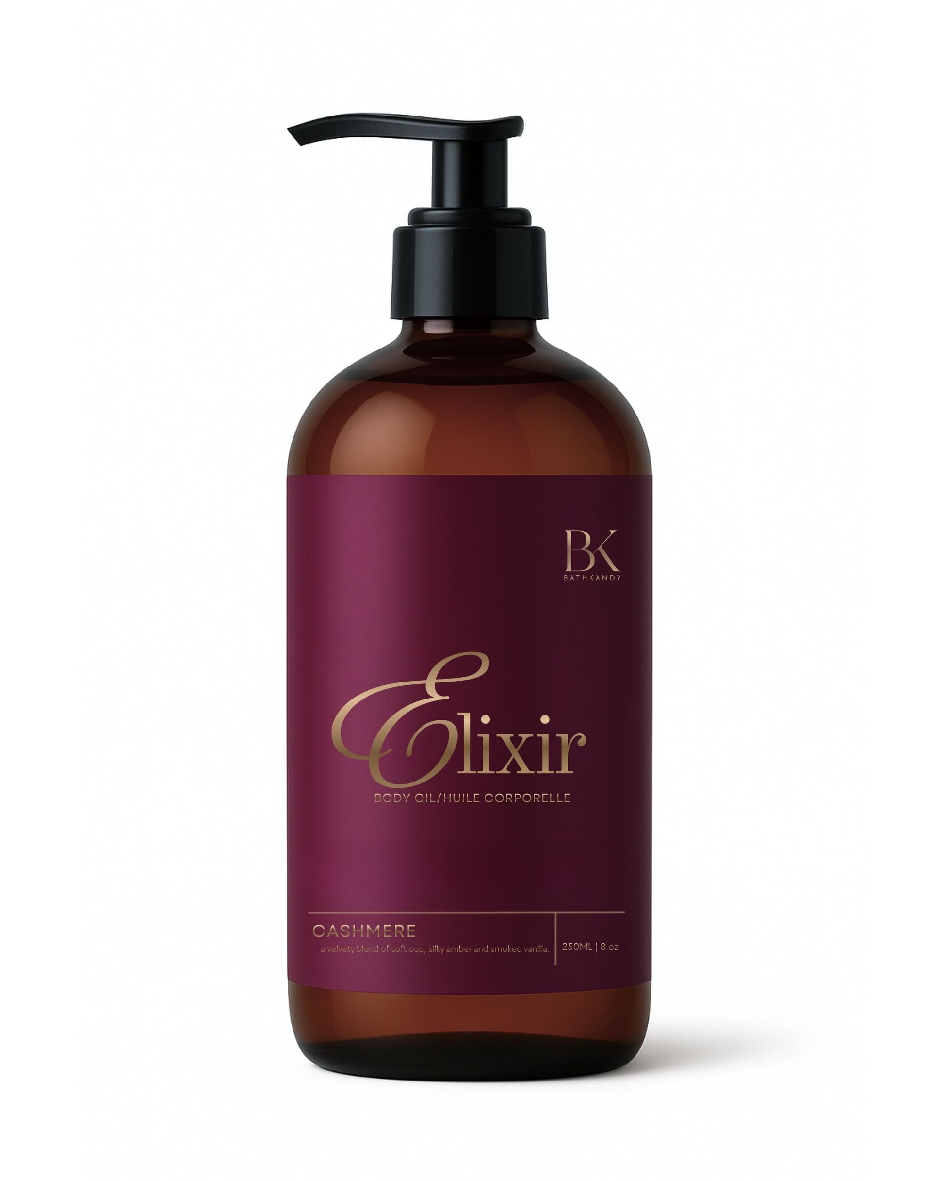 BathKandy Elixir silky gel body oil bottle — handcrafted glow oil for soft luminous skin